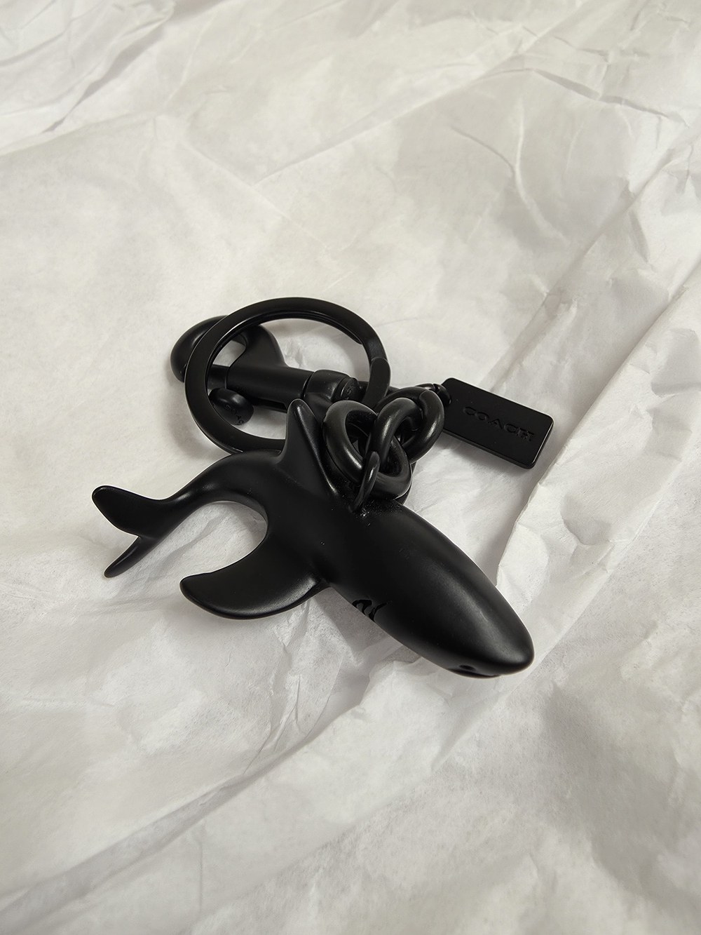 Coach Matte Black Shark Key Ring Charm - Picture 2 of 4